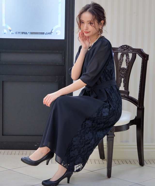 ドレス ワンピース レディース 結婚式 パーティー サイドレース 切替