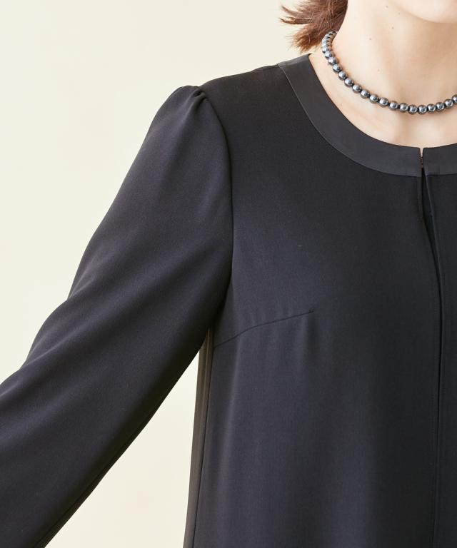 喪服 礼服 スーツ トールサイズ レディース 洗える ロング 重ね着風 ブラウス ＋ パンツ 接触冷感 防しわ 夏 黒 M/L ニッセン nissen_16