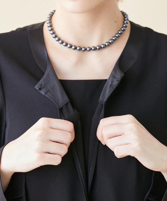 喪服 礼服 スーツ トールサイズ レディース 洗える ロング 重ね着風 ブラウス ＋ パンツ 接触冷感 防しわ 夏 黒 M/L ニッセン nissen_17