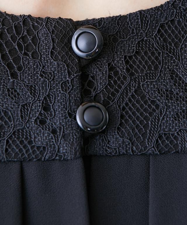 ワンピース トールサイズ レディース 喪服 礼服 洗える レース使い 重ね着風 前開き 7分袖 マキシ 接触冷感 防しわ 夏 M/L ニッセン nissen_7
