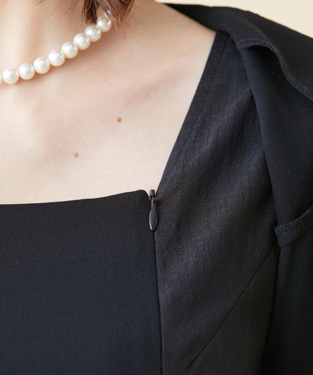 ワンピース トールサイズ レディース 喪服 礼服 洗える レース使い 重ね着風 前開き 7分袖 マキシ 接触冷感 防しわ 夏 M/L ニッセン nissen_9