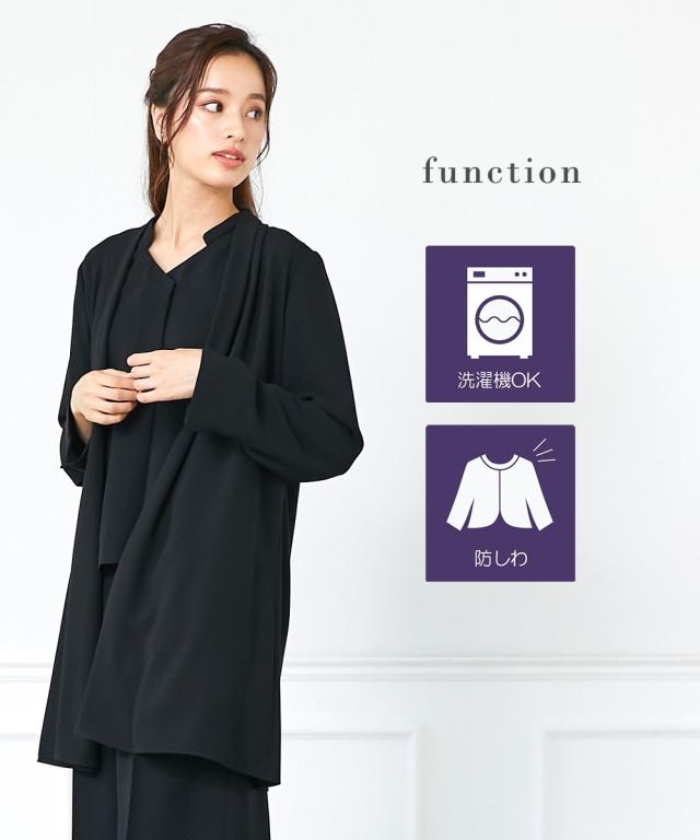 喪服 ワンピース 大きいサイズ レディース 礼服 洗える防しわ フォーマル トッパー ジャケット 共布 ベルト付 き 有 黒 8L ニッセン nissen_2