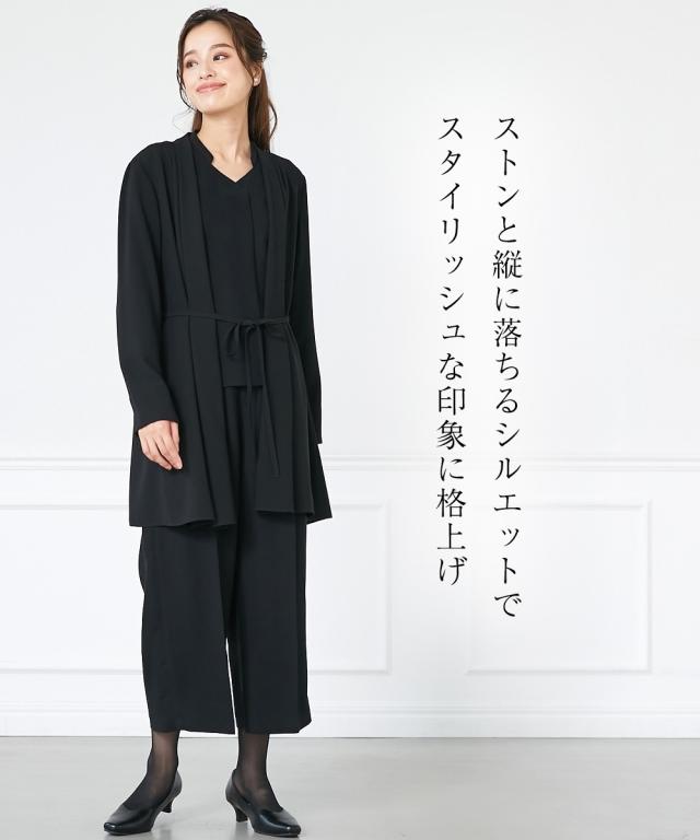 喪服 ワンピース 大きいサイズ レディース 礼服 洗える防しわ フォーマル トッパー ジャケット 共布 ベルト付 き 有 黒 8L ニッセン nissen_5