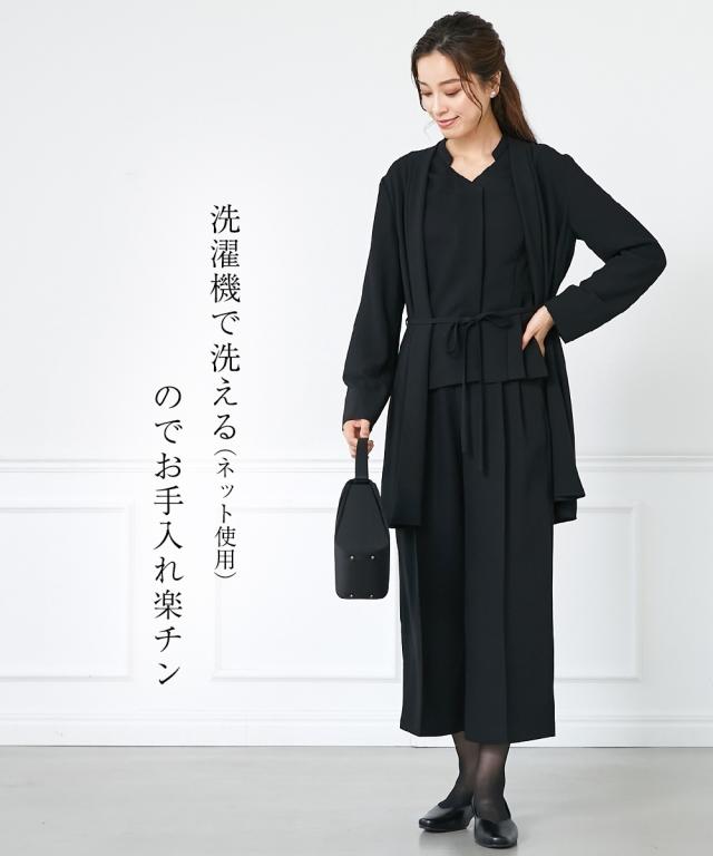 喪服 ワンピース 大きいサイズ レディース 礼服 洗える防しわ フォーマル トッパー ジャケット 共布 ベルト付 き 有 黒 8L ニッセン nissen_8