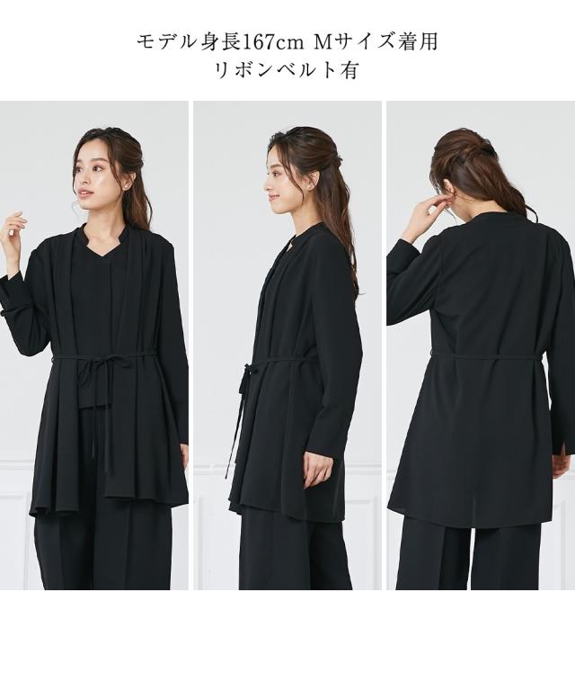 喪服 ワンピース 大きいサイズ レディース 礼服 洗える防しわ フォーマル トッパー ジャケット 共布 ベルト付 き 有 黒 8L ニッセン nissen_12