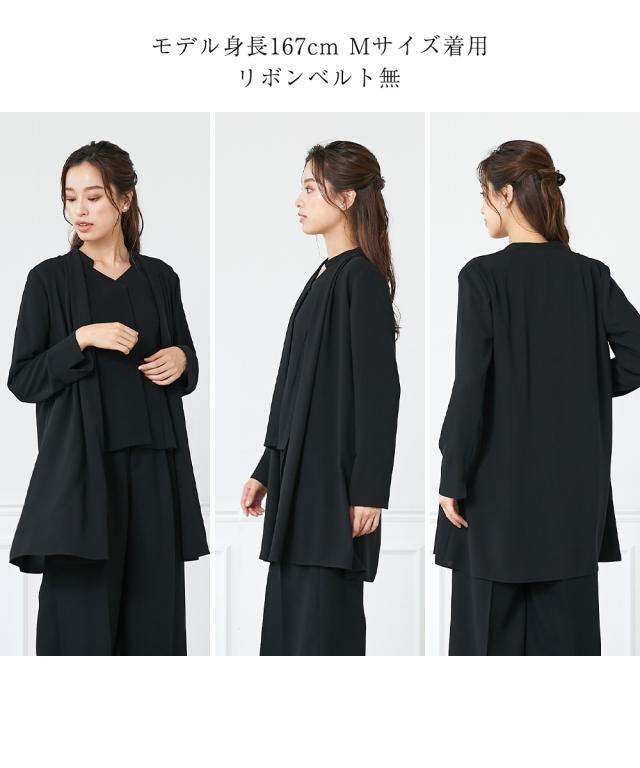 喪服 ワンピース 大きいサイズ レディース 礼服 洗える防しわ フォーマル トッパー ジャケット 共布 ベルト付 き 有 黒 8L ニッセン nissen_13