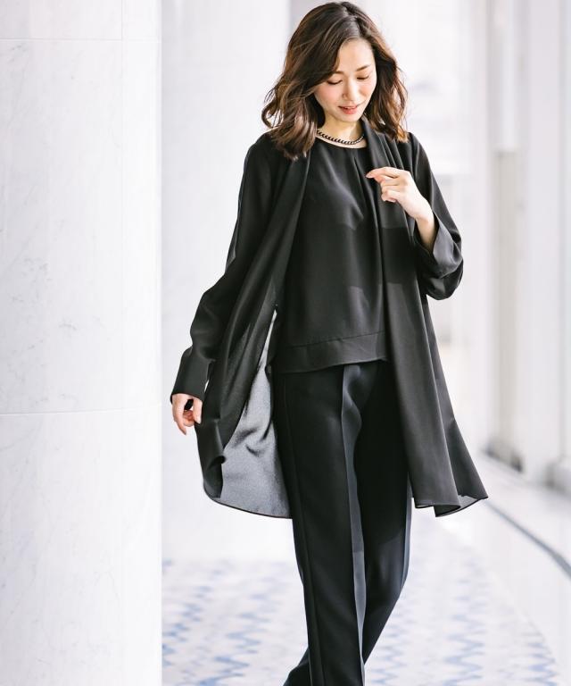 喪服 ワンピース 大きいサイズ レディース 礼服 洗える防しわ フォーマル トッパー ジャケット 共布 ベルト付 き 有 黒 8L ニッセン nissen_15