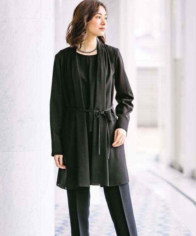喪服 ワンピース 大きいサイズ レディース 礼服 洗える防しわ フォーマル トッパー ジャケット 共布 ベルト付 き 有 黒 8L ニッセン nissen_16