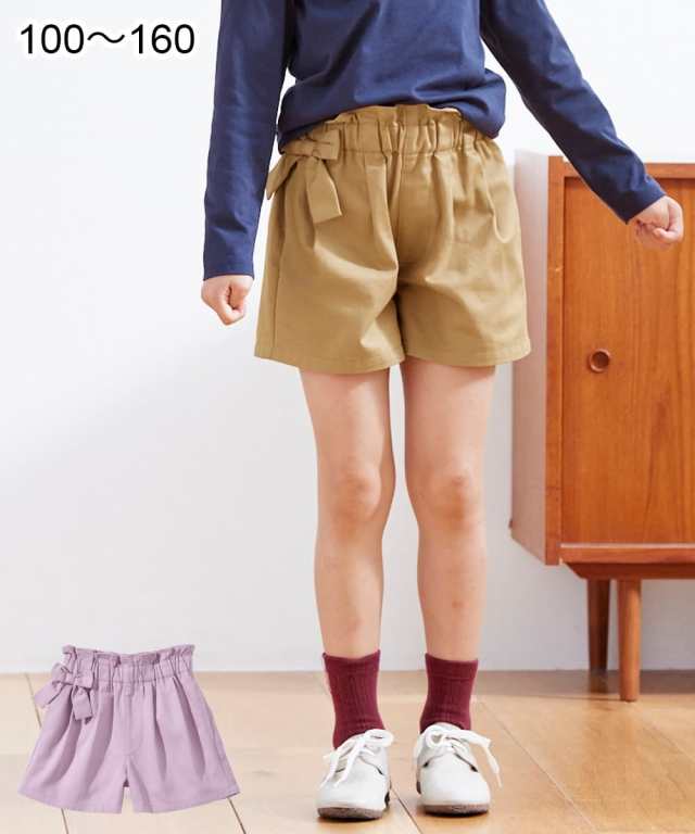 キュロット スカート キッズ 女の子 ウエスト フリルリボン付き 子供服