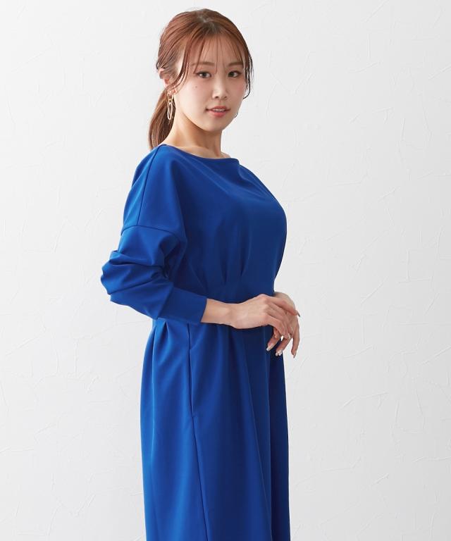 ワンピース ロング マキシ レディース 大きい胸専用 ウエスト タック