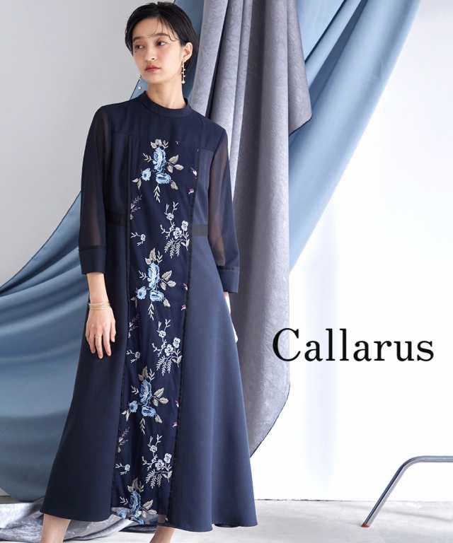 ドレス ワンピース レディース 結婚式 パーティー オケージョン Callarus Front Embroidery Lace Onepiece Dress 有 ブルーグレー系 LL/3