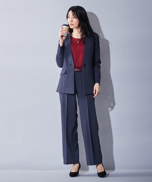 【大きいサイズ　4L】　パンツスーツ　ノーカラージャケット　スラックス　ネイビー 楽天市場】【店内全品対象☆25%OFFクーポン配布中☆先着1,500名