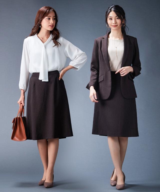 スカート セミフレア セットアップ対応 洗える ウール調 4L/5L/6L 上下