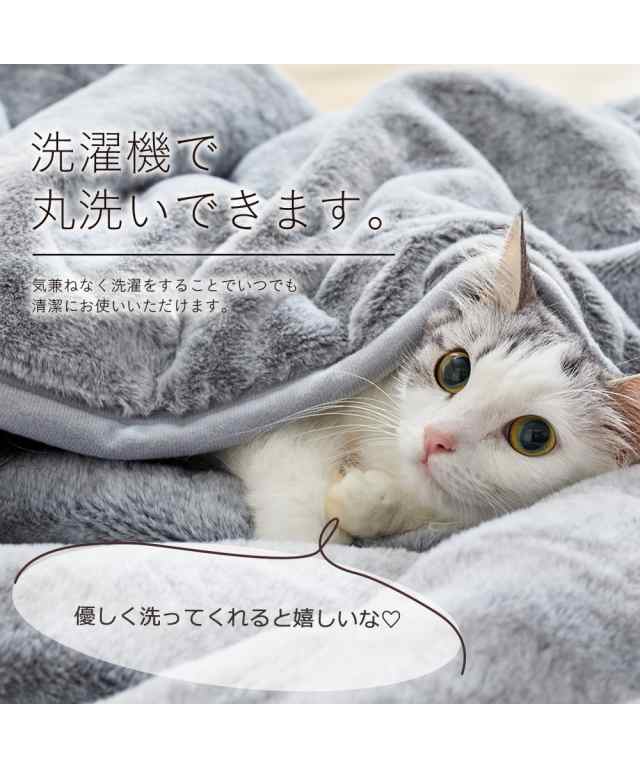 敷きパッド まるで猫のような モフモフ 吸湿発熱わた入り 猫Feel 冬