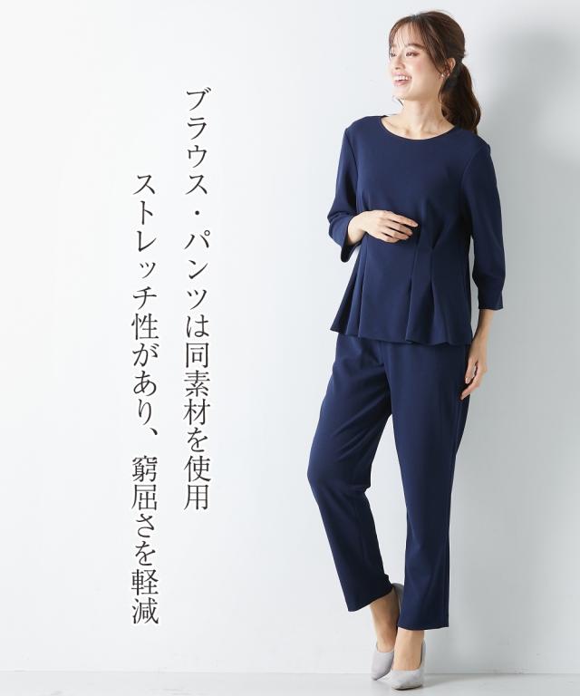 スーツ パンツ フォーマル レディース 入学式 卒業式 ツイード調 ノーカラー ジャケット ＋ ストレッチ ブラウス 3点セット 有 ネイビー系/白黒＋オフ＋黒 S/M/L ニッセン nissen agesugi_sfaの通販は