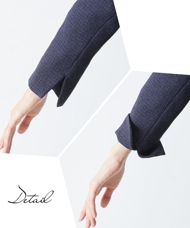 スーツ パンツ フォーマル レディース 入学式 卒業式 ツイード調 ノーカラー ジャケット ＋ ストレッチ ブラウス 3点セット 有 ネイビー系/白黒＋オフ＋黒 S/M/L ニッセン nissen agesugi_sfaの通販は