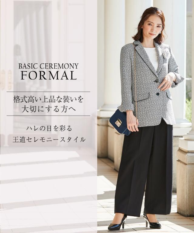 スーツ パンツ フォーマル レディース 入学式 卒業式 ツイード調 ロング丈 ジャケット アンサンブル テーラード ＋ レース ブラウス 有 ネイビー系＋オフ＋黒/白黒MIX系＋オフ＋黒 LL/3L ニッセン nissen agesugi_sfaの通販は