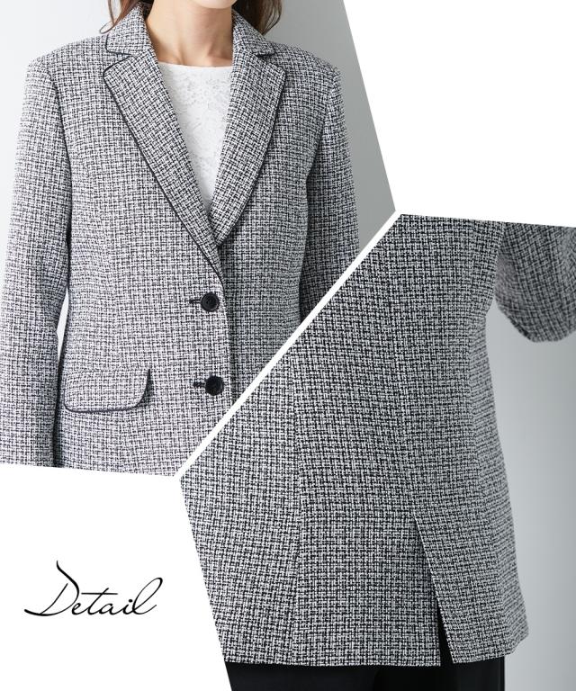 スーツ パンツ フォーマル レディース 入学式 卒業式 ツイード調 ロング丈 ジャケット アンサンブル テーラード ＋ レース ブラウス 有 ネイビー系＋オフ＋黒/白黒MIX系＋オフ＋黒 LL/3L ニッセン nissen agesugi_sfaの通販は