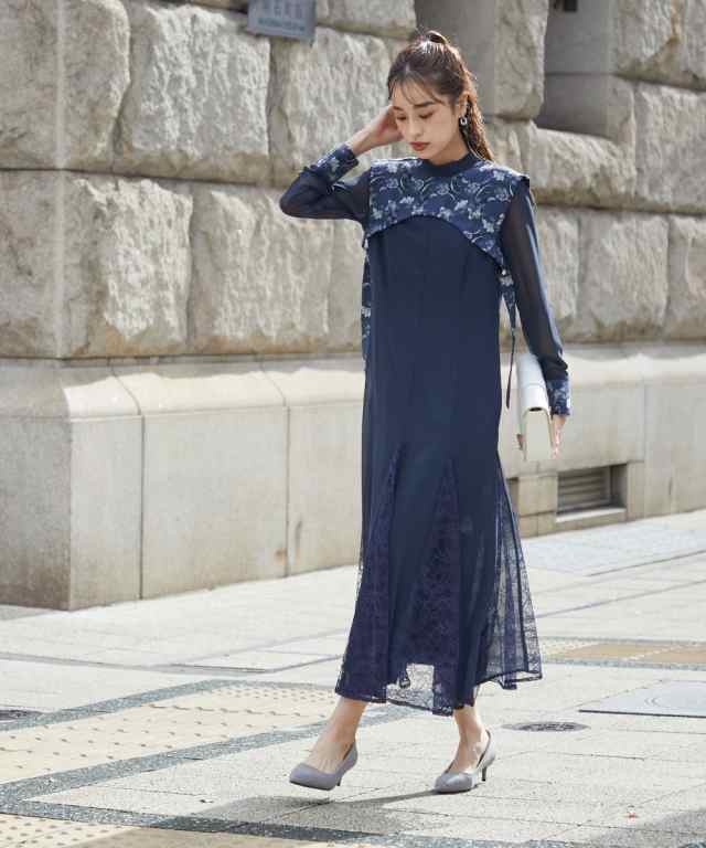 ドレス ワンピース 大きいサイズ レディース 結婚式 パーティー オケージョン Callarus Switching Jacquard Lace  Onepiece Dress 有 ネイ｜au PAY マーケット