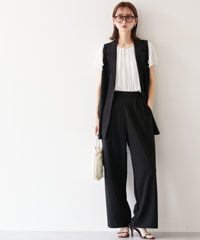 セットアップ ジレ ベスト パンツ ストレート レディース 2点