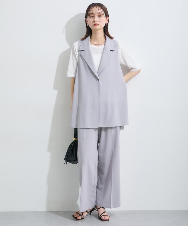 Oggi掲載　上下セット　グレー ジレ　ベスト ストレートパンツ 　セットアップ ニッセン セットアップ ジレセットアップ（ベスト+ストレート