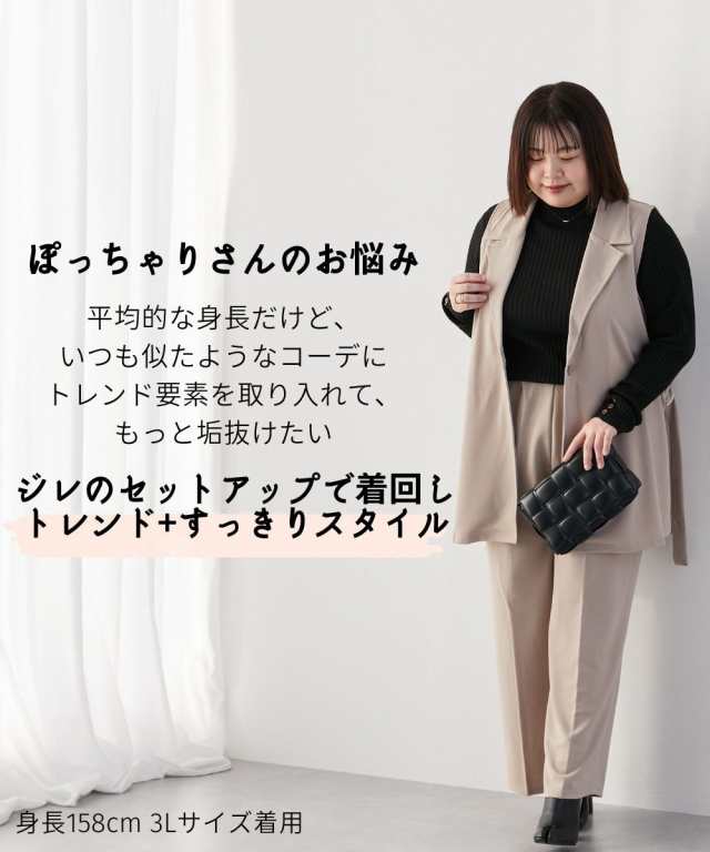 セットアップ ジレ ベスト パンツ ストレート レディース 2点