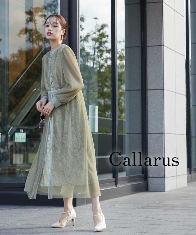 ドレス ワンピース レディース 結婚式 パーティー Callarus Flower Printed Tulle Onepiece Dress 有 カーキ系/黒系 M/L ニッセン nissen