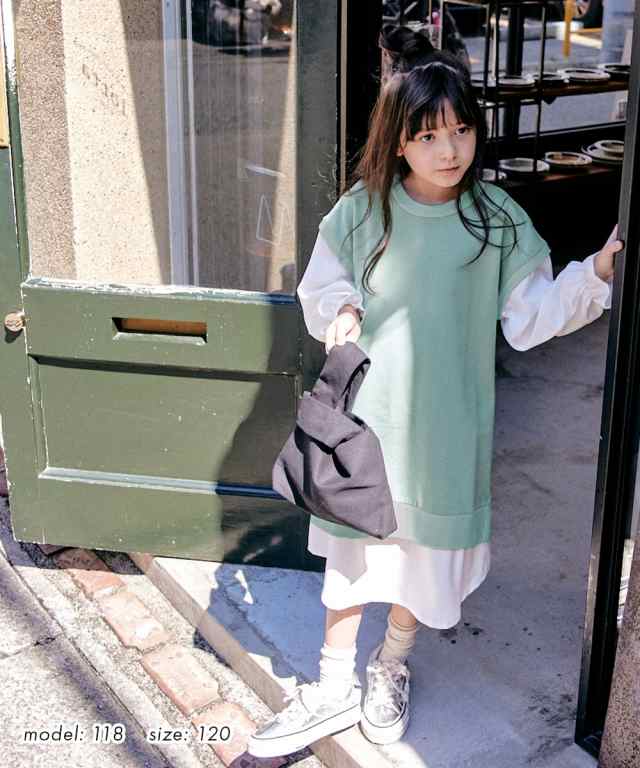 ワンピース キッズ 重ね着風ドッキング 女の子 子供服 ジュニア服