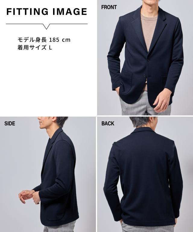 メンズ カットソー ジャケット 3L以上お腹ゆったり ネイビー/黒 3L