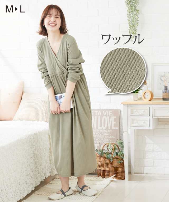 パジャマ マタニティ ママ 産前 産後 授乳服 ワッフルカシュクールルーム ワンピース グリーン/紺 M/L ニッセン nissenの通販はau  PAY マーケット ニッセン｜プレミアムは2000円以上送料無料