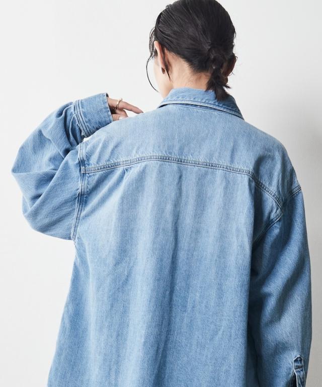 大きいサイズ レディース トップス  綿100％ライトオンスデニムシャツ シックスタイル CHIC STYLE ブラウス シャツ 綿100％ライトオンスデニムシャツ