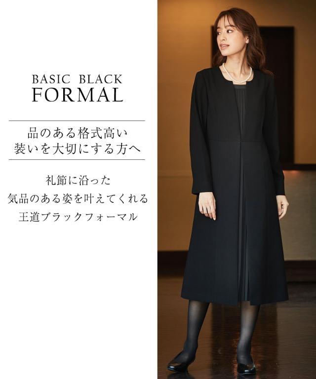 喪服 ワンピース レディース 礼服 防しわフロント プリーツ