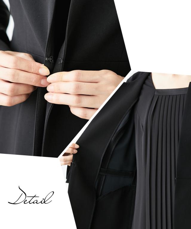 喪服 ワンピース レディース 礼服 防しわフロント プリーツ アンサンブル風 前開き 有 黒 LL/3L ニッセン nissen 喪服 ワンピース レディース 礼服 防しわフロント プリーツ