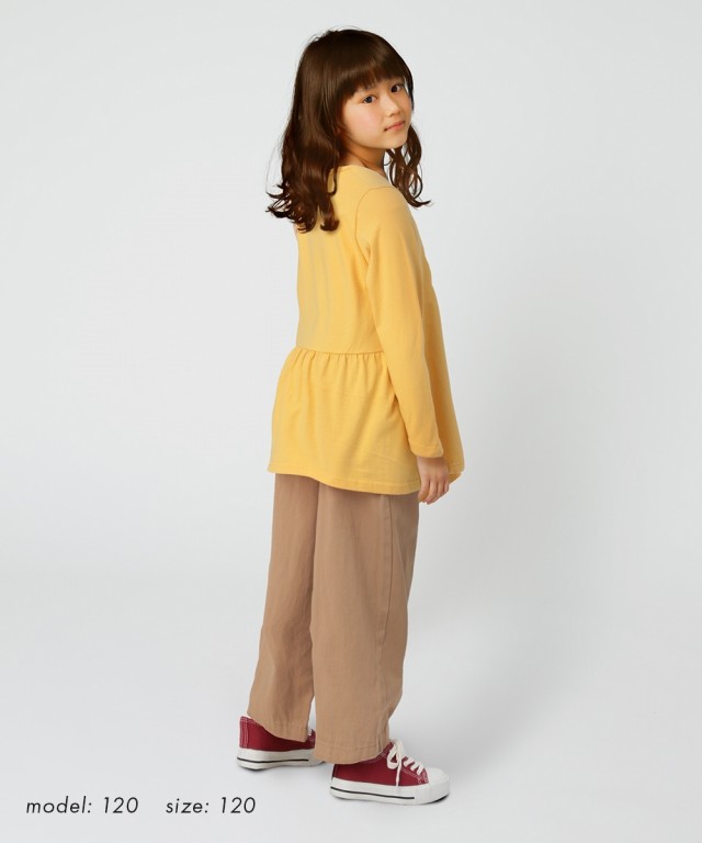 Tシャツ カットソー キッズ 後ろ プリーツ 長袖 チュニック 子供服