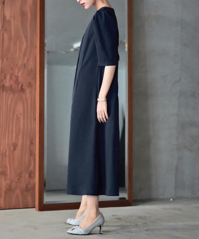 ドレス ワンピース レディース 結婚式 パーティー Callarus Front Lace Pleats Design Onepiece Dress 有 ネイビー系/黒系 M/L ニッセン nissen_10