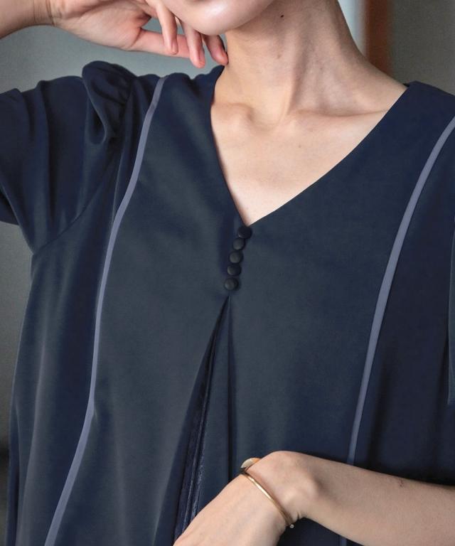 ドレス ワンピース レディース 結婚式 パーティー Callarus Front Lace Pleats Design Onepiece Dress 有 ネイビー系/黒系 M/L ニッセン nissen_15