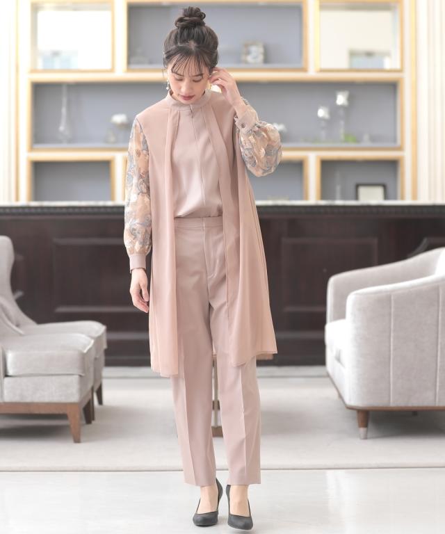 ドレス パンツ レディース 結婚式 パーティー 袖チュール レース