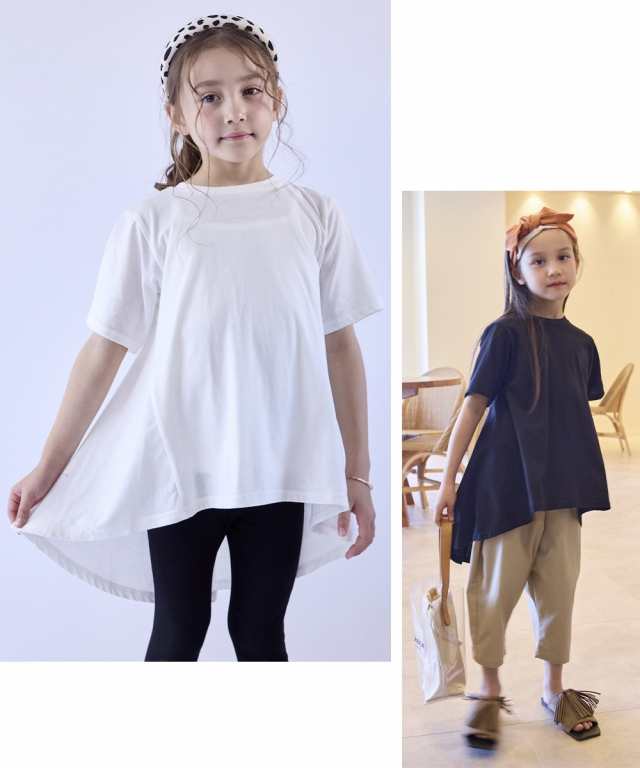 Tシャツ カットソー キッズ チュニック 女の子 子供服 ジュニア服 オフ