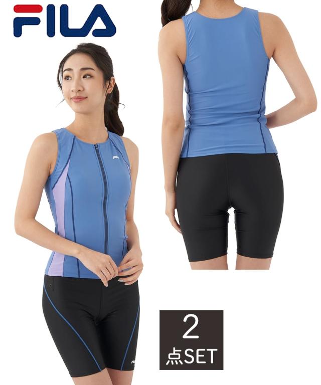 FILA 水着 レディース 配色フルジップ セパレート フィットネス 313202-1 313202-0 ブラック×グレー/ブラック×ピンク/ブルー 11L/13L/7S/9M ニッセン nissen agesugi_sfaの通販は 5,711円