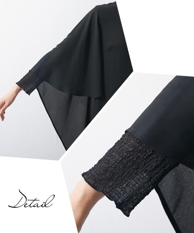 喪服 ワンピース レディース 礼服 日本製生地使用 洗える防しわケープスリーブレイヤード デザイン ｜ 有〔Callarus〕 黒 M/L ニッセン nissen agesugi_sfaの通販は