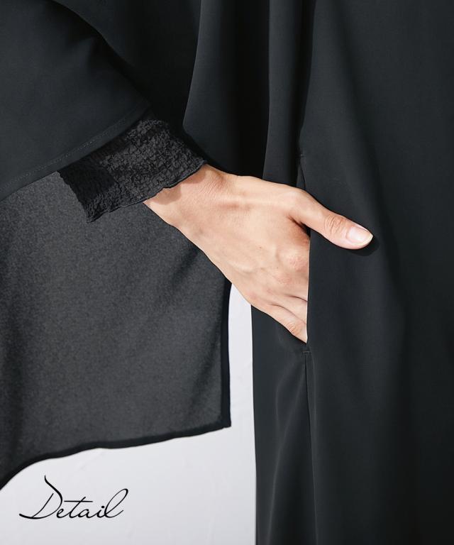 喪服 ワンピース レディース 礼服 日本製生地使用 洗える防しわケープスリーブレイヤード デザイン ｜ 有〔Callarus〕 黒 M/L ニッセン nissen agesugi_sfaの通販は