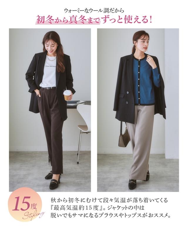 ジャケット レディース 洗えるウール調 ストレッチ ダブルブレスト スーツ セットアップ対応 上下別売 冬 LL/3L ニッセン nissen_16