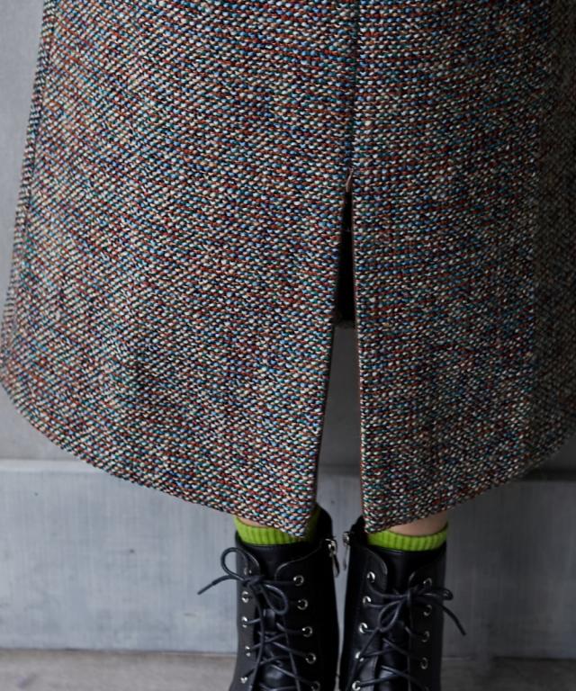 スカート ひざ丈 大きいサイズ レディース ファン シーツ イード