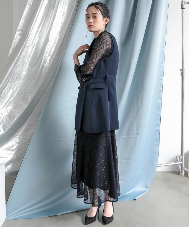 callarus ドレス ワンピース 結婚式 オケージョンドレス ネイビー