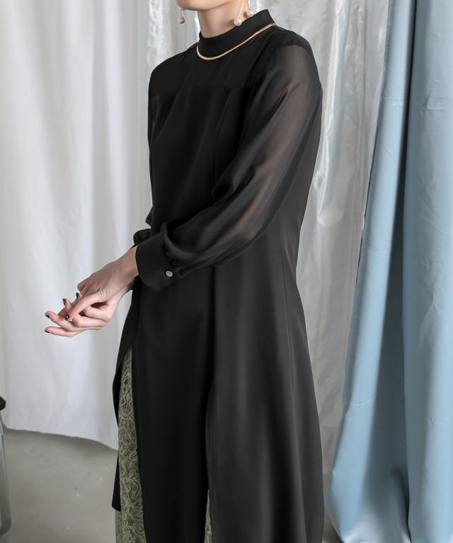 ドレス ワンピース レディース 結婚式 パーティー オケージョン 裾スリット レース デザイン ｜ 有〔Callarus〕 グリーン/黒 S/M/L ニッセン nissen_7