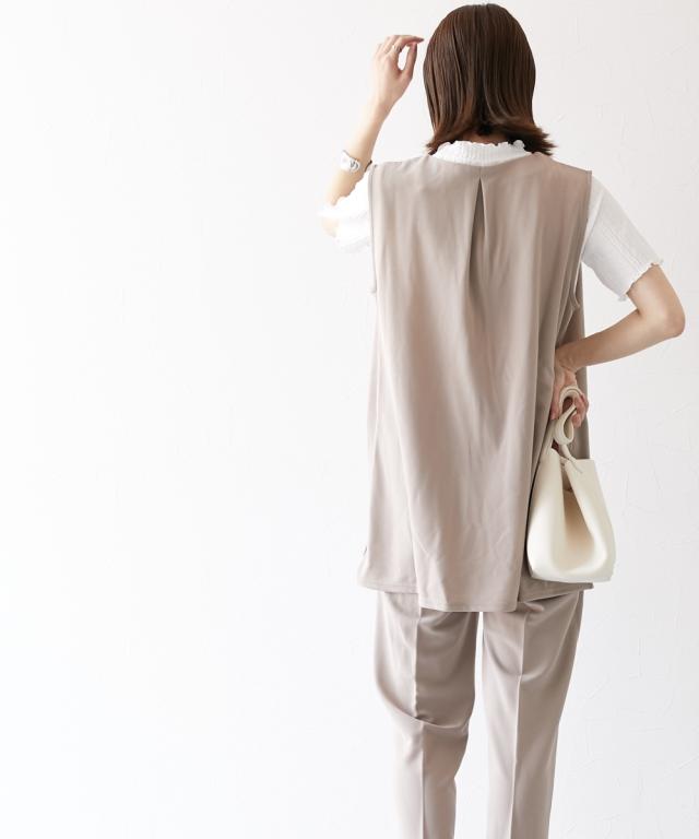 ベスト レディース セットアップ ポケット付 ＋ パンツ S/M/L/LL ニッセン nissen ニッセン ベスト レディース セットアップ ポケット付 ＋ パンツ