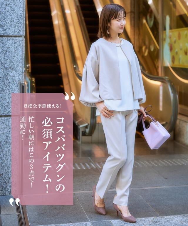 スーツ パンツ 大きいサイズ レディース ドビー素材3点セット ブルゾン 風JK＋ ブラウス ＋テーパード 4L/5L/6L/8L ニッセン nissen_2