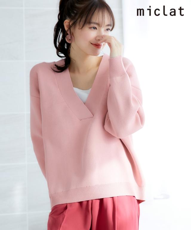 大きいサイズ　Vネックオーバーサイズニット　miclat ニッセン nissen agesugi_sfaの通販は 6,234円