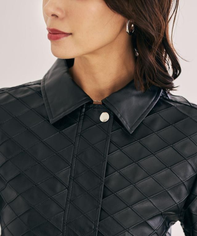 フェイクレザーキルティングショート丈ジャケット【ERES BELLA