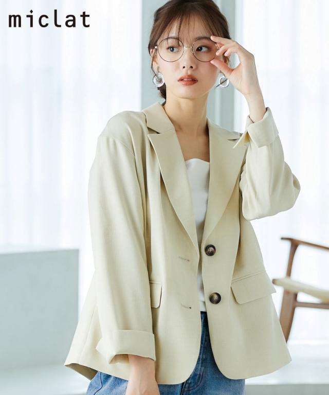 大きいサイズ レディース テーラード ジャケット miclat ネイビー系/ベージュ系 L/LL/3L/4L/5L ニッセン nissen